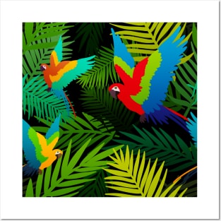 Tropical Parrot Pattern Posters and Art